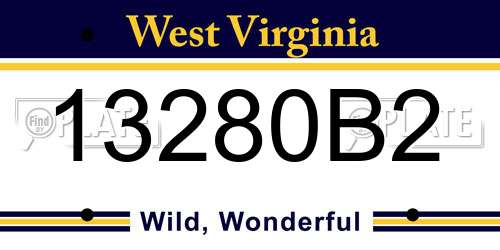 13280B2 West Virginia License Plate