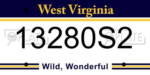 13280S2 West Virginia License Plate