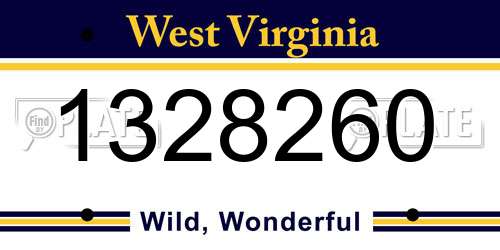 1328260 West Virginia License Plate