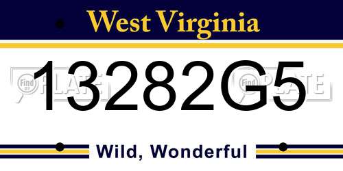 13282G5 West Virginia License Plate