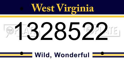 1328522 West Virginia License Plate