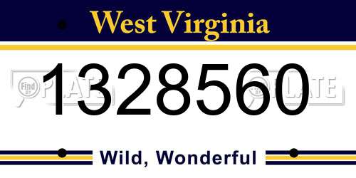1328560 West Virginia License Plate