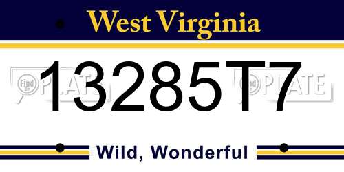 13285T7 West Virginia License Plate