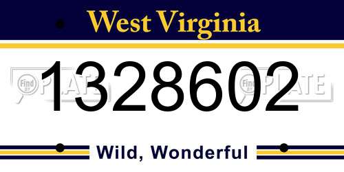 1328602 West Virginia License Plate