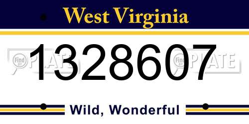 1328607 West Virginia License Plate