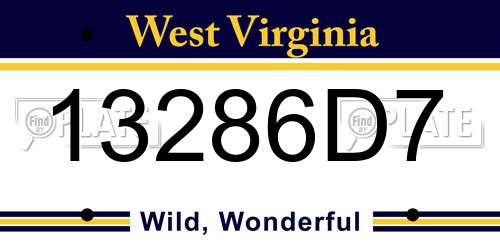 13286D7 West Virginia License Plate