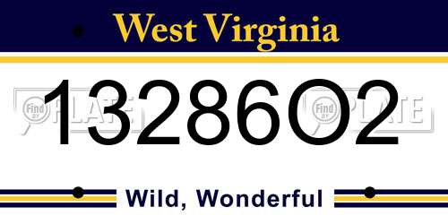 13286O2 West Virginia License Plate