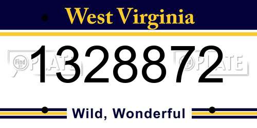 1328872 West Virginia License Plate