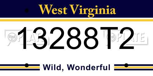 13288T2 West Virginia License Plate