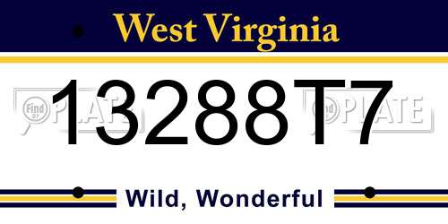 13288T7 West Virginia License Plate