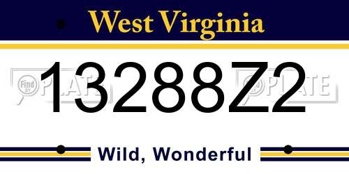 13288Z2 West Virginia License Plate