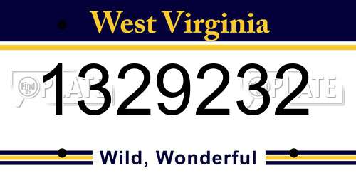 1329232 West Virginia License Plate