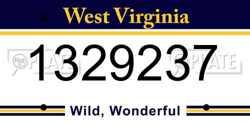 1329237 West Virginia License Plate