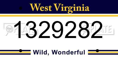 1329282 West Virginia License Plate