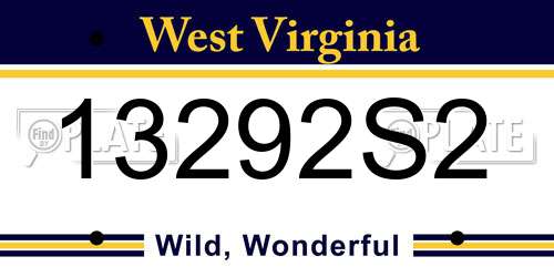 13292S2 West Virginia License Plate