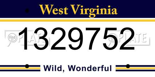 1329752 West Virginia License Plate