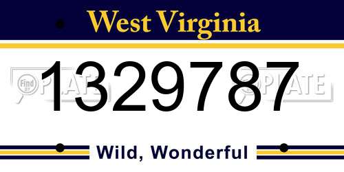 1329787 West Virginia License Plate