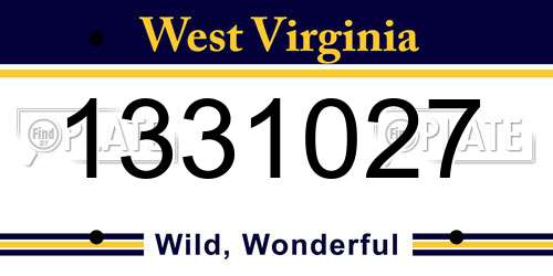1331027 West Virginia License Plate