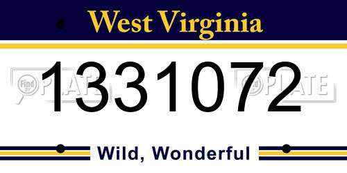 1331072 West Virginia License Plate