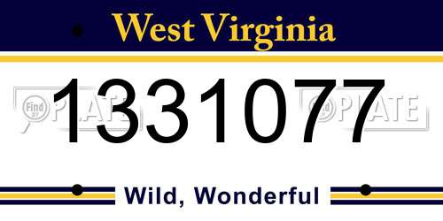 1331077 West Virginia License Plate