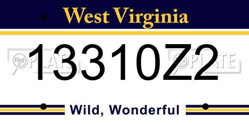13310Z2 West Virginia License Plate
