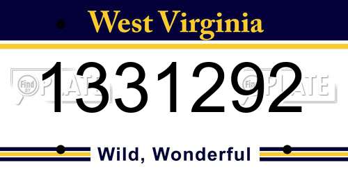 1331292 West Virginia License Plate