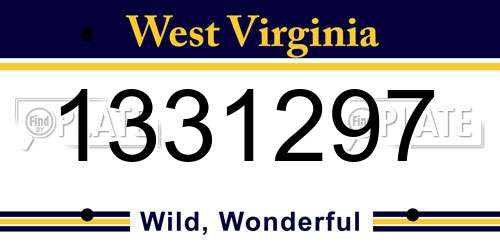 1331297 West Virginia License Plate