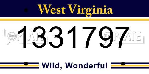 1331797 West Virginia License Plate