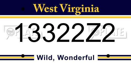 13322Z2 West Virginia License Plate