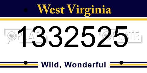 1332525 West Virginia License Plate