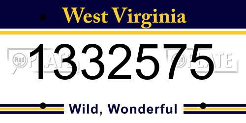 1332575 West Virginia License Plate