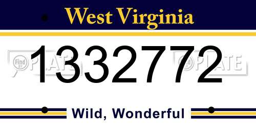 1332772 West Virginia License Plate