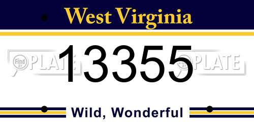 13355 West Virginia License Plate