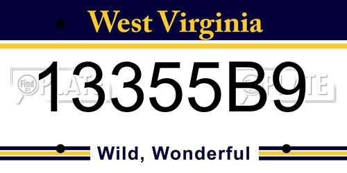 13355B9 West Virginia License Plate