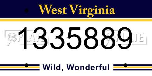 1335889 West Virginia License Plate