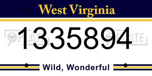 1335894 West Virginia License Plate