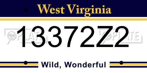 13372Z2 West Virginia License Plate