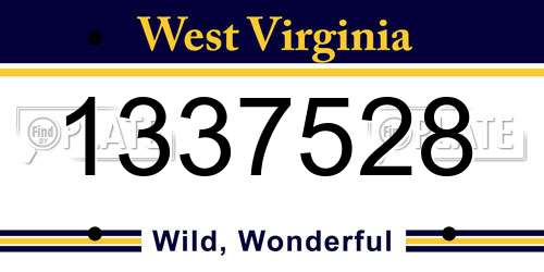 1337528 West Virginia License Plate
