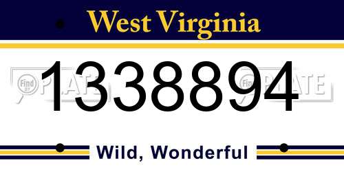 1338894 West Virginia License Plate