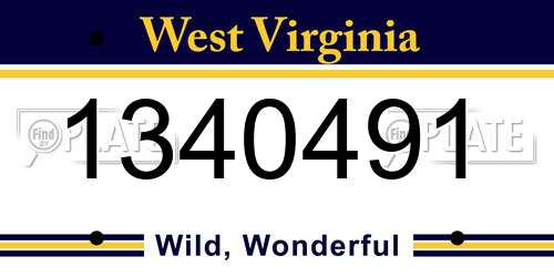 1340491 West Virginia License Plate