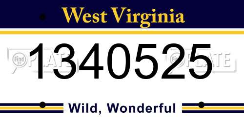 1340525 West Virginia License Plate