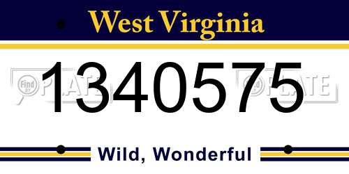 1340575 West Virginia License Plate