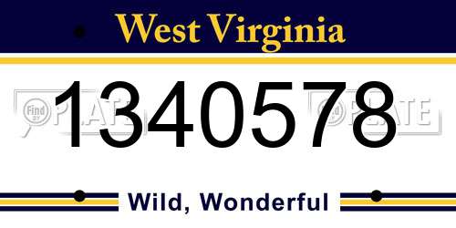 1340578 West Virginia License Plate