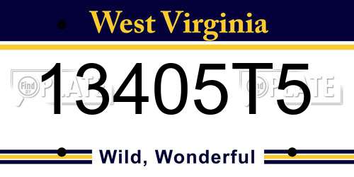 13405T5 West Virginia License Plate
