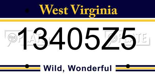 13405Z5 West Virginia License Plate