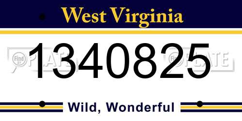 1340825 West Virginia License Plate