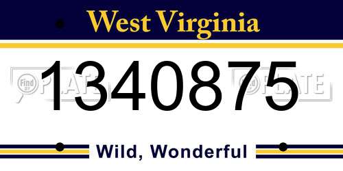 1340875 West Virginia License Plate
