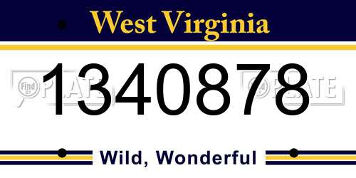 1340878 West Virginia License Plate