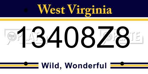 13408Z8 West Virginia License Plate