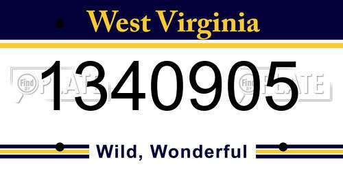 1340905 West Virginia License Plate